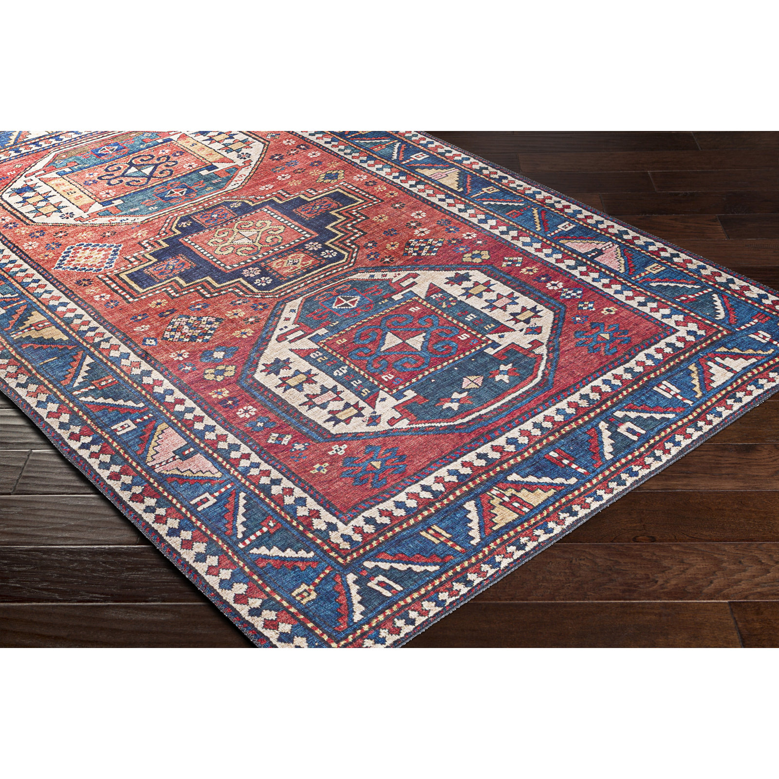 Broden Navy Red Oriental Rug, Rectangle 2'3" x 3'9"