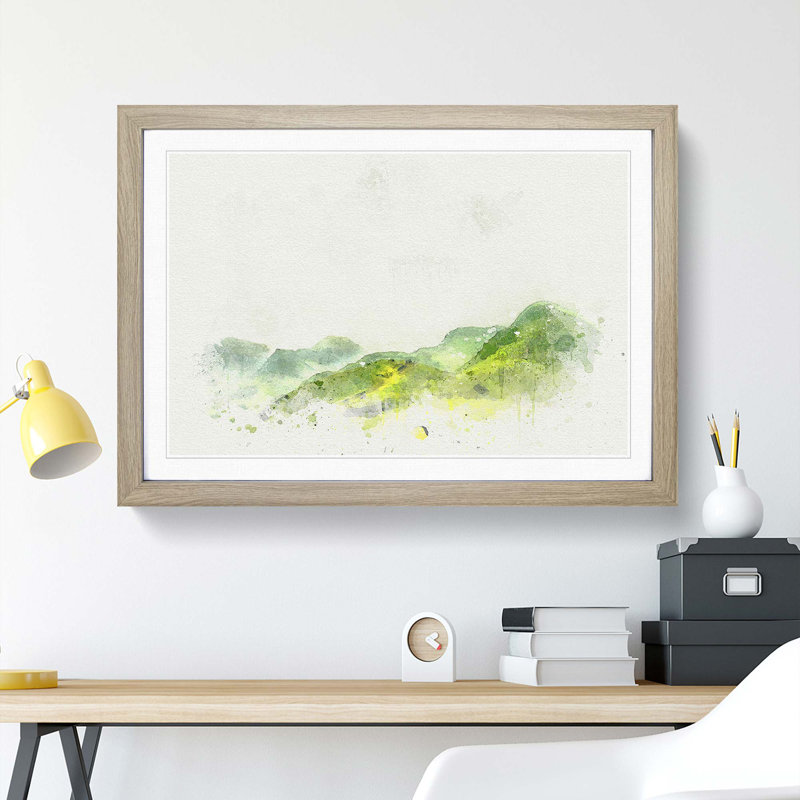 Mountains of the Lake District in Abstract - Framed Print, 48cm H x 65cm W x 2cm D, Oak Framed