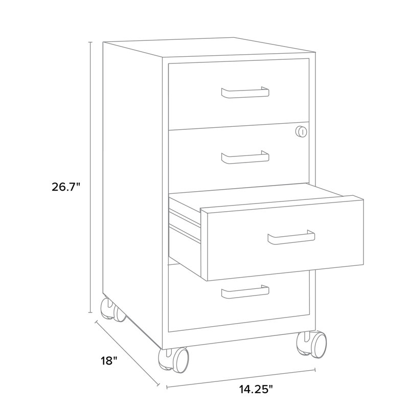 Soho Mobile 4 -Drawer Storage File Cabinet, White