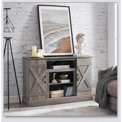 Meuble télé classique pour téléviseur de 50 po ou moins avec espace de rangement ouvert et fermé Farmhouse Classic, l 47 po x P 15,5 po x H 30,75 po