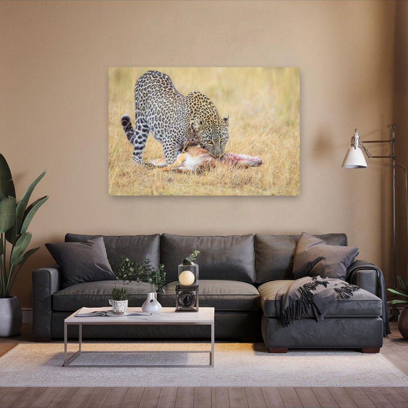 Leopard'S Meal Contemporary Wall Art Print, 101.6cm H x 152.4cm W