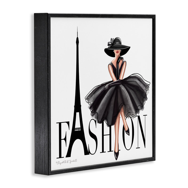 Parisian Fashion - Graphic Art, 17" H x 17" W, Midnight Black Framed Giclee