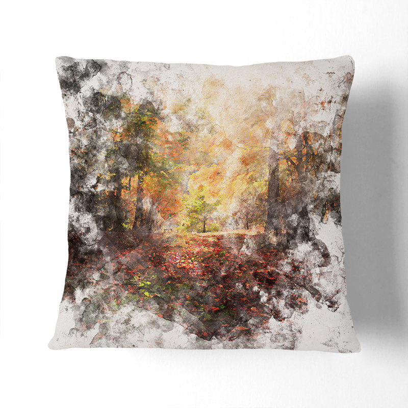Sunlight Through the Trees Cushion with Filling, 55cm H x 55cm W x 20cm D, Black