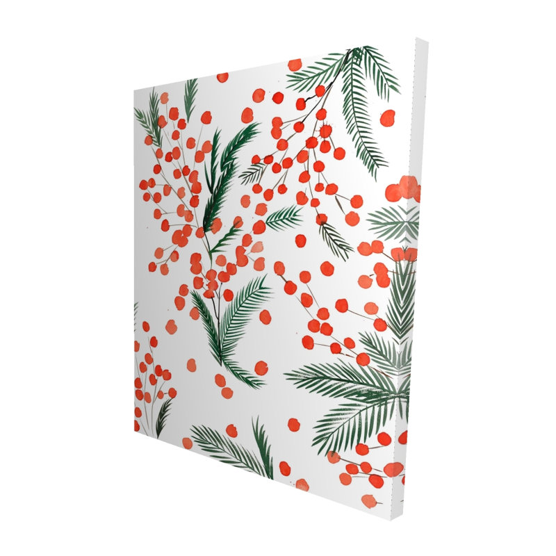 Motif de feuilles de gui - toile blanche arbres décoratifs pour la maison, H 60 po x l 48 po