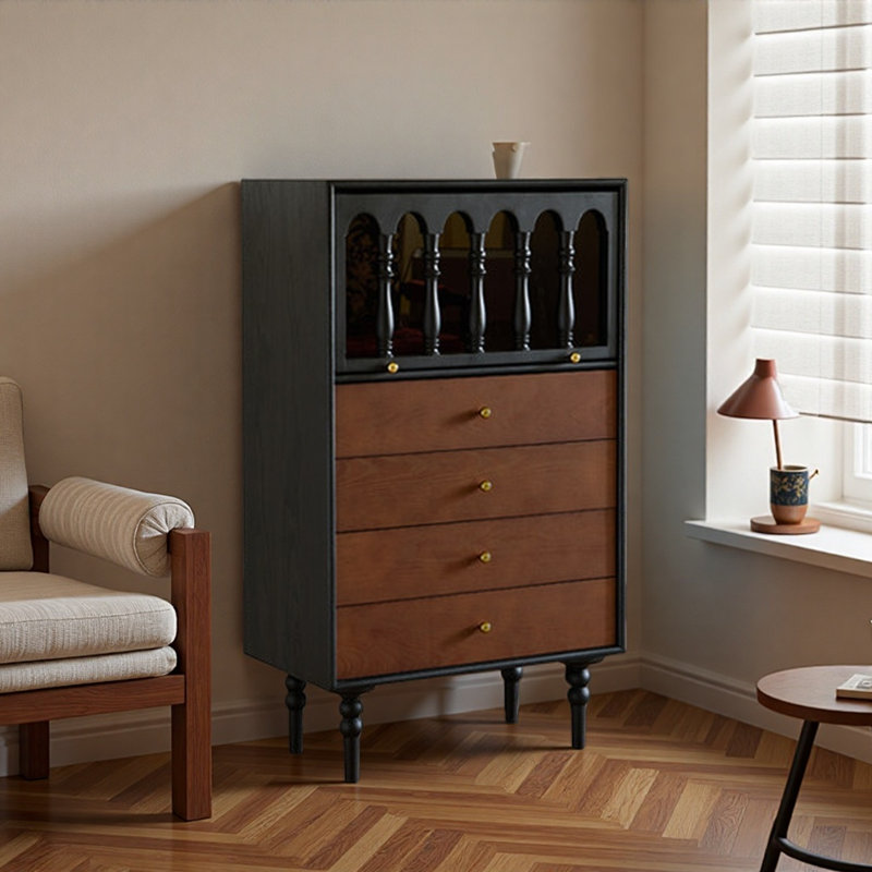 Armoire d'appoint de style rétro classique français, Noir/noyer