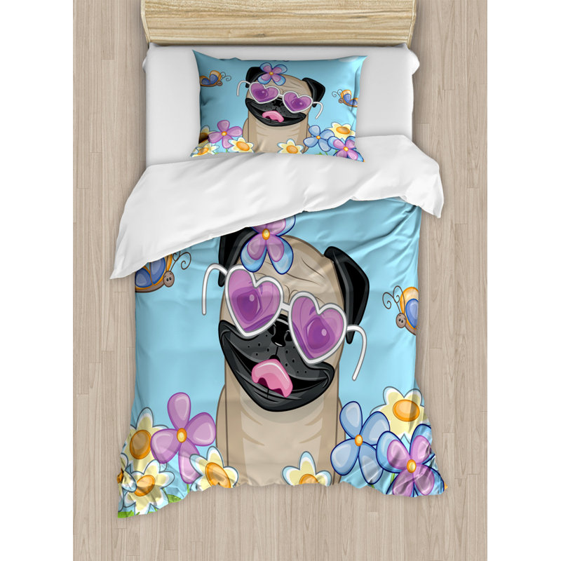 Amiyr Blue/Pink/Brown Microfiber 350 TC Modern & Contemporary Duvet Cover Set, Single Duvet Cover + 1 Standard Pillowcase