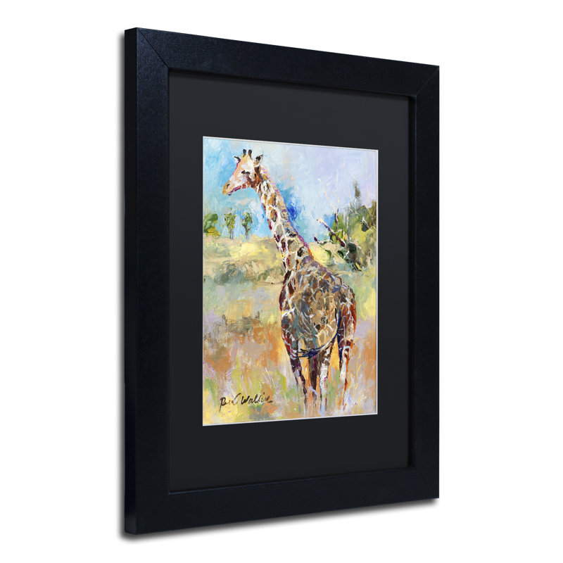 « giraffe », reproduction sur toile, H 14 po x l 11 po x P 0,5 po, Noir, Cadre noir