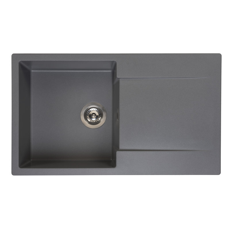 Amsterdam 10 PW - Designer single bowl granite sink, Silver