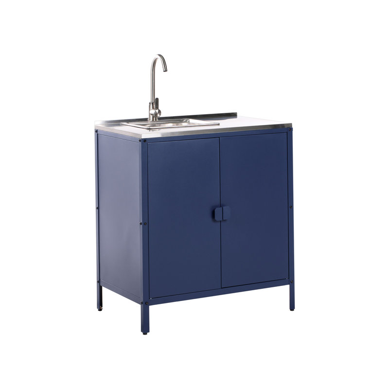 Outdoor Kitchen Cabinet with Sink VILAMA Blue