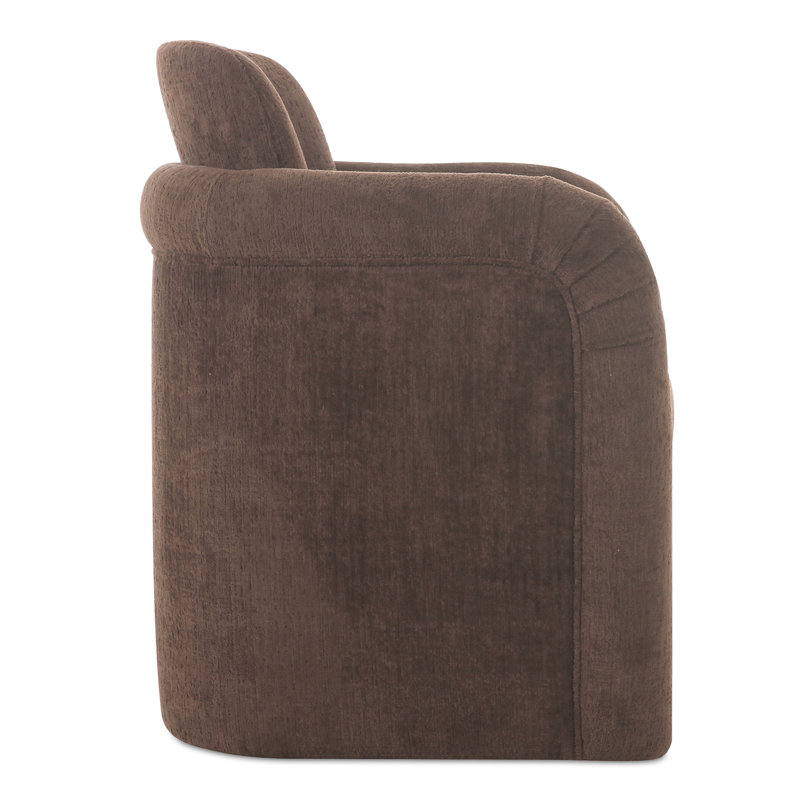 Becca Rolling Dining Arm Chair, Dark Brown Performance Chenille