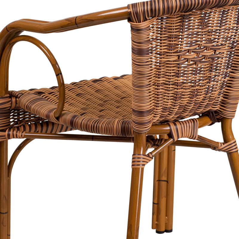 Chaise de patio en bambou et aluminium Houtz, Brun brûlant