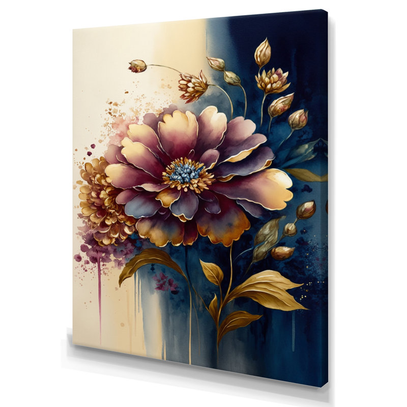 «Night Shade Zinnia Floral Design III», reproduction sur toile, H 20 po x l 12 po x P 1 po, Toile tendue