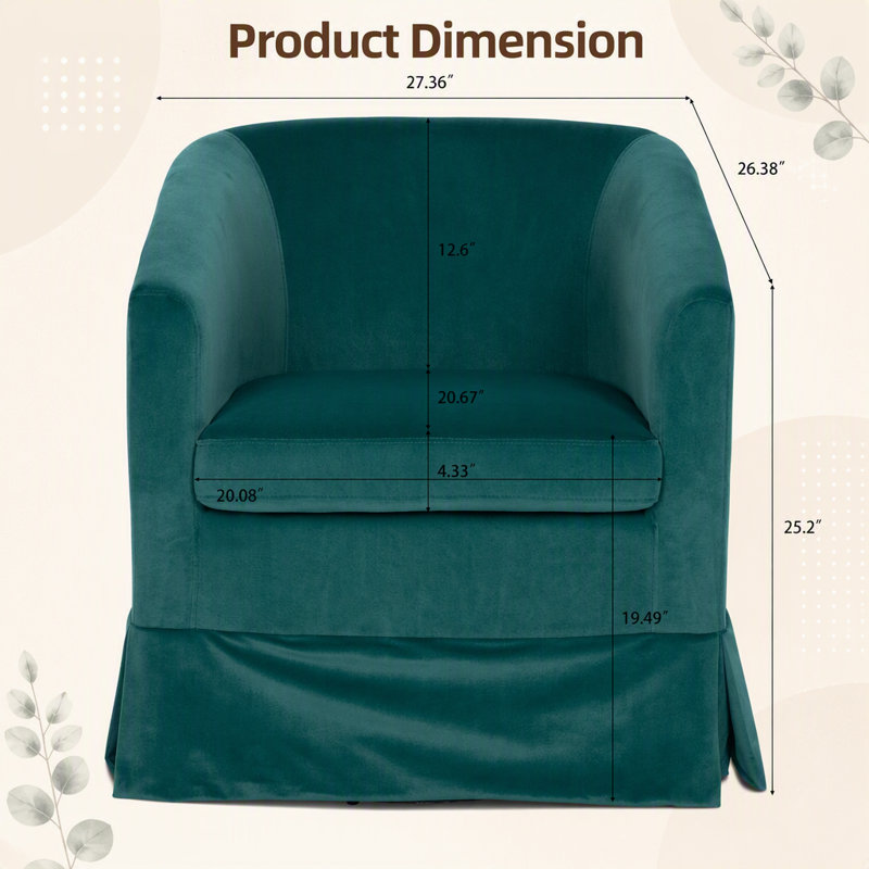Fauteuil d'appoint pivotant l 27,36 po