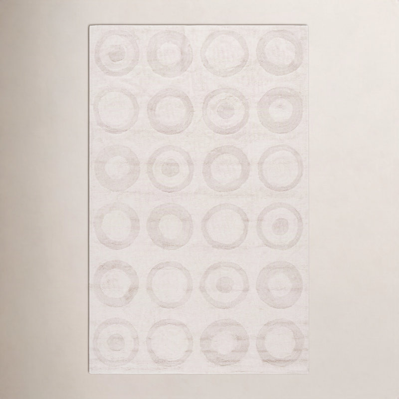 Tapis ivoire en coton fabriqué à la main Mullen, Rectangle de 5 pi x 8 pi