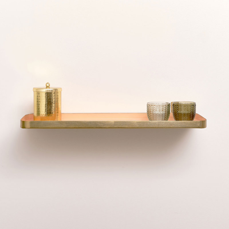 Enamelled Metal Wall Shelf - 50Cm, Pink