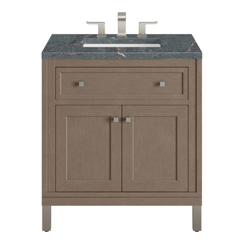 Chicago 30'' W Single Vanity, Walnut Whisper, Parisien Bleu, 8" Widespread