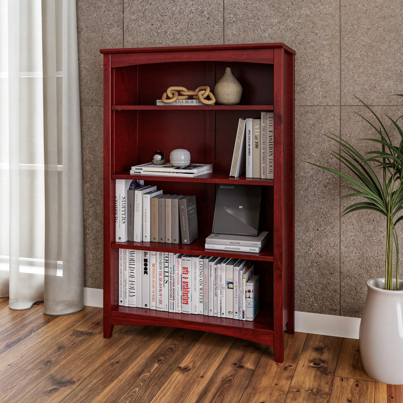 Colton Bookcase, (4 Shelves) 48" H x 30" W x 13"D, Red Garnet Stain