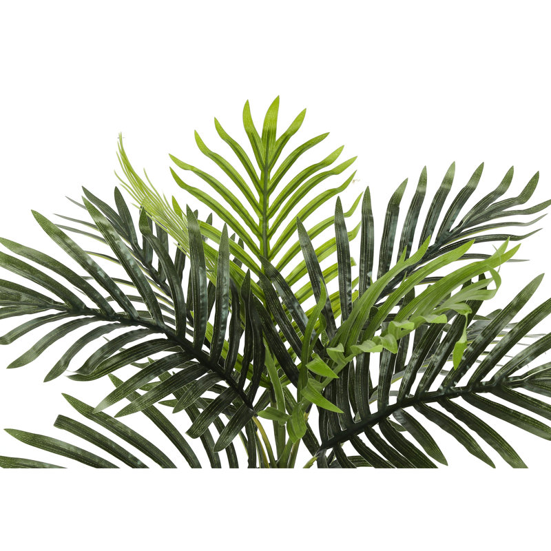 20" Tall Green Faux Palm Plant in Black Pot