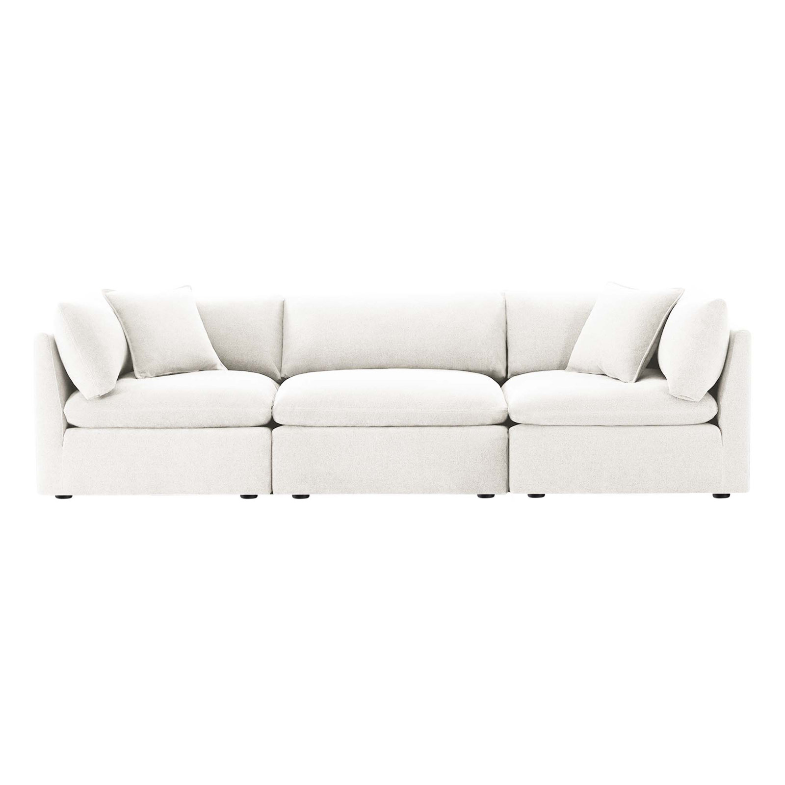 Annabella 3 - Piece 122" Upholstered Modular Sofa, Elite Ivory Textured Performance Chenille