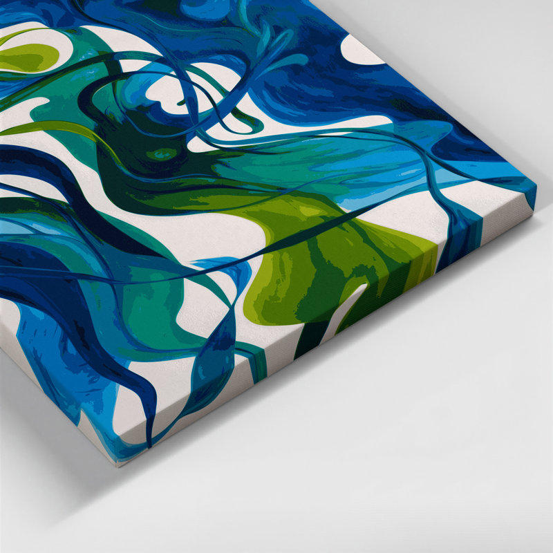 Abstrait art figuratif bleu sur toile 71, H 14 po x l 11 po