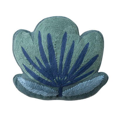 Flower Shaped Woven Fabric Indoor/Outdoor Pillow With Embroidery