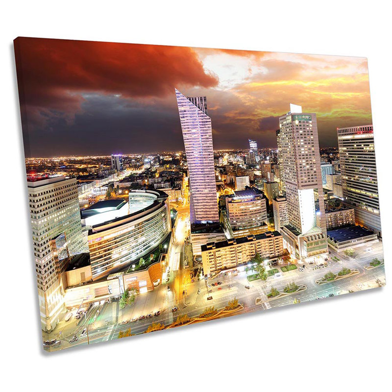 Warsaw Poland Skyline - Wrapped Canvas Print, 81.3cm H x 121.9cm W x 4cm D