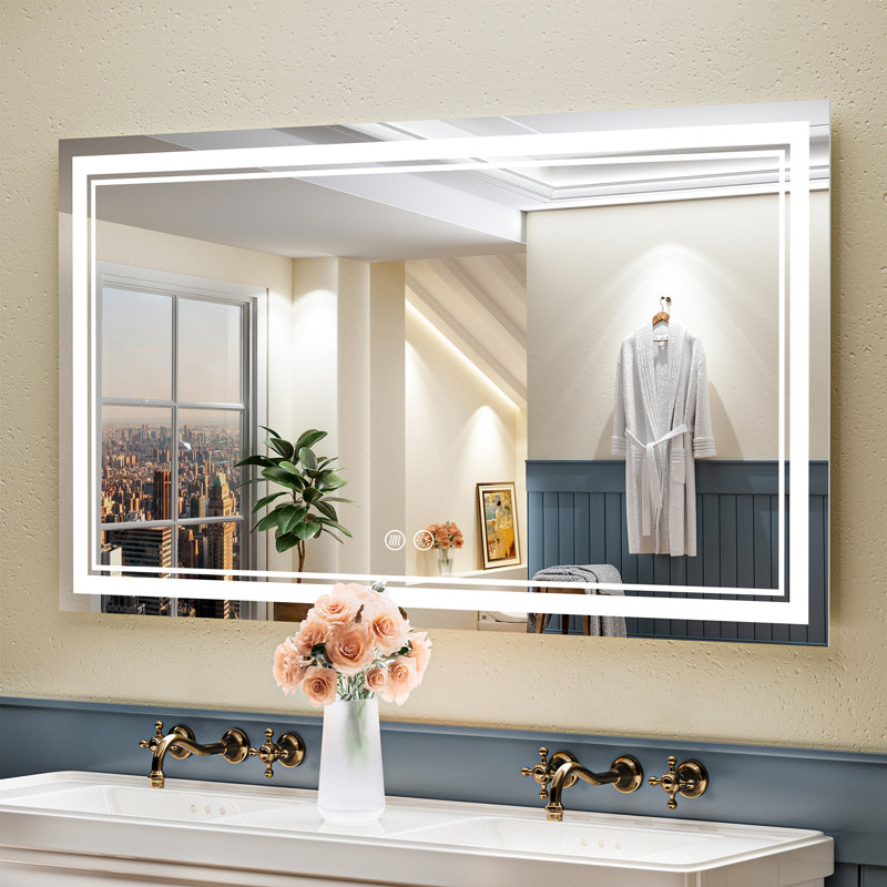 Jayce LED Vanity Mirror with Memory Function, 3 Color Temperatures & Dimmable Light, Anti-fog Tempered Glass ETL Listed Mirror