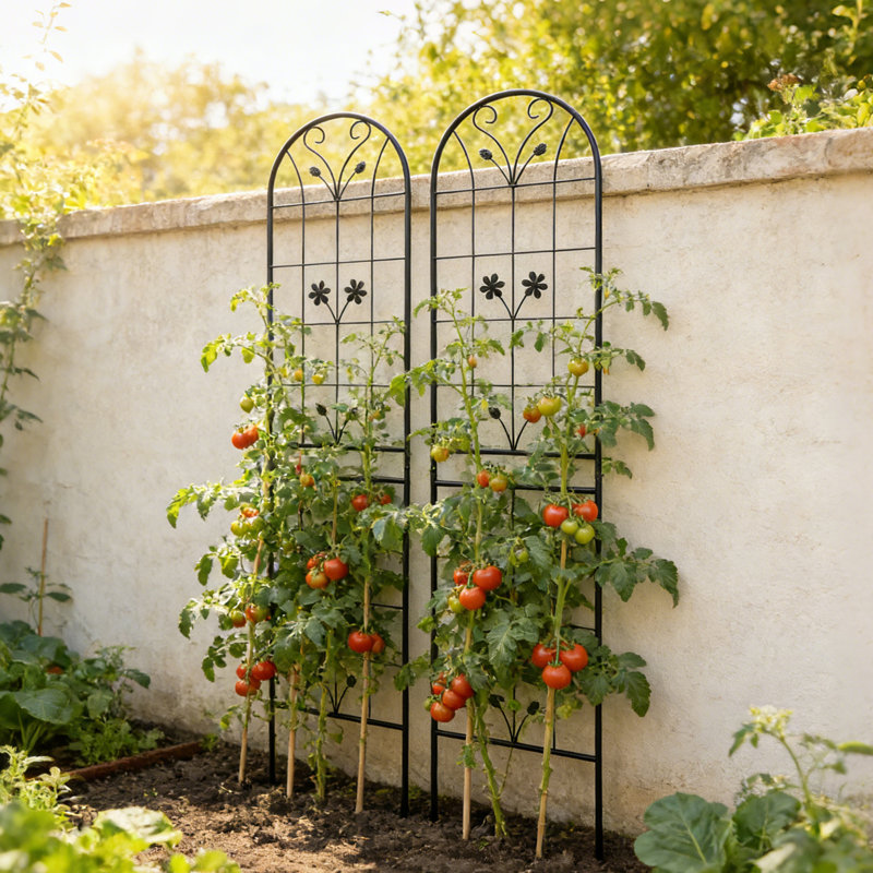 Ensemble de 2 treillis de jardin en métal 86,7 "x 19,7" antirouille pour plantes grimpantes support de fleurs extérieur noir