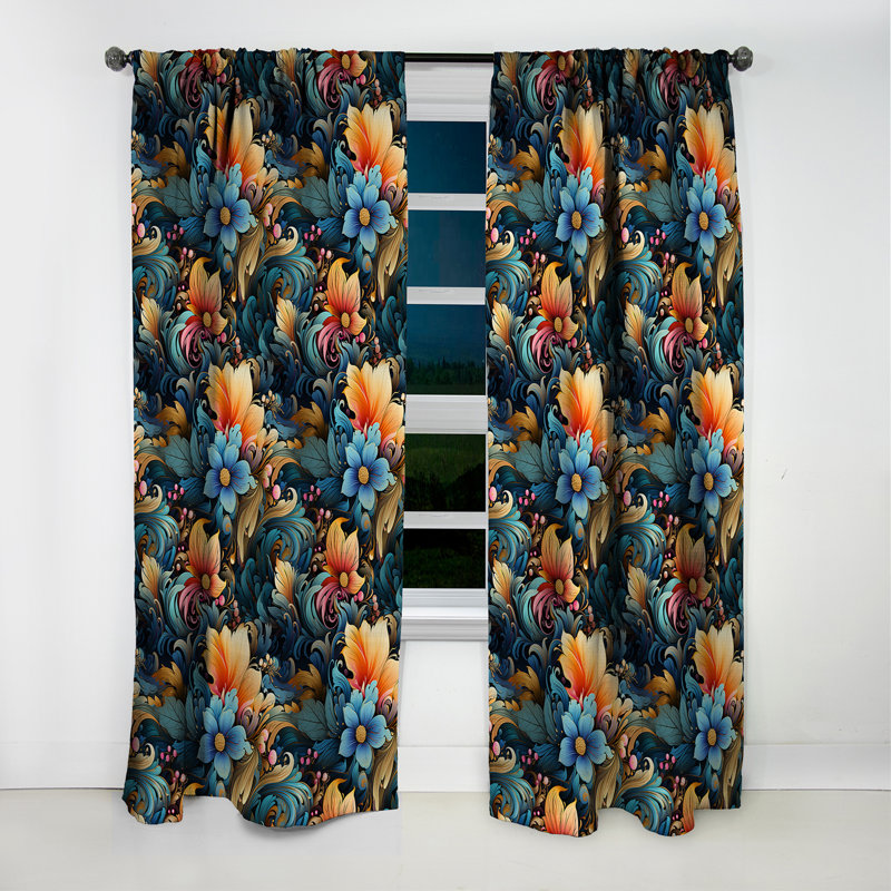 Motif de bohémien Rhapsody Paisley - rideau en velours glamour - obscurcissant - 1 panneau, L 52 po x L 95 po