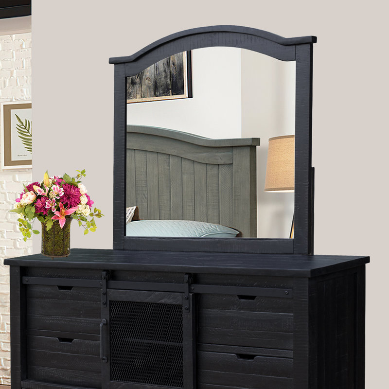Epes Solid Wood Mirror, Vintage Black