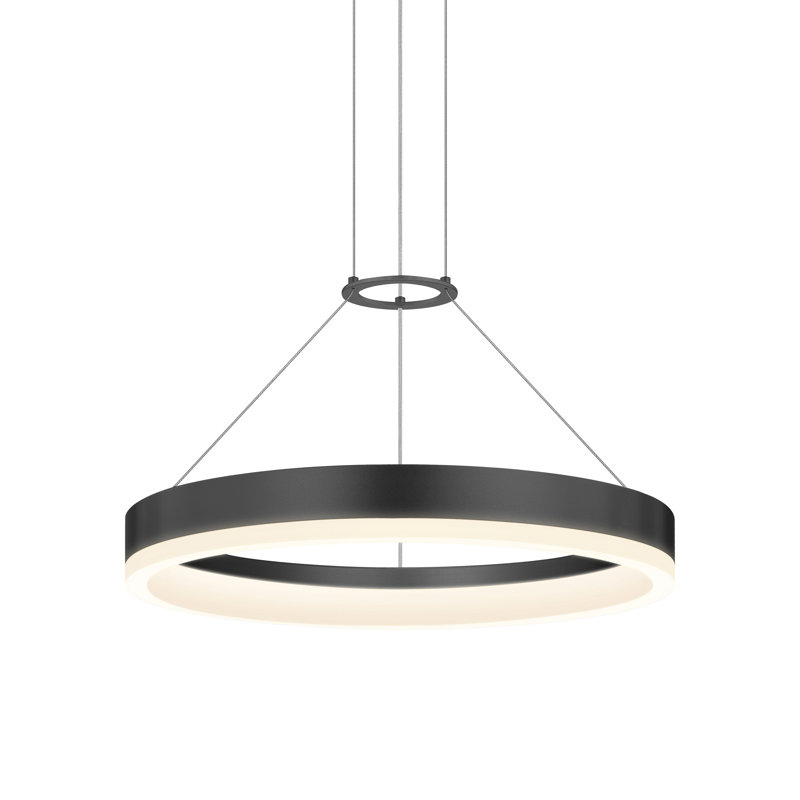 Satin Black 32-Inch LED Geometric Indoor/Outdoor Chandelier