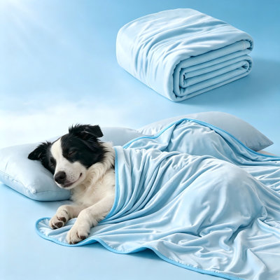 Couverture et tapis de refroidissement Zonli pour chiens, chats et chiots, jeté d'été léger et moelleux, 39 po x 55 po, lavable, bleu