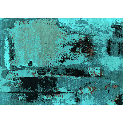 Xanthia Abstract Machine Woven Area Rug in Blue/Teal