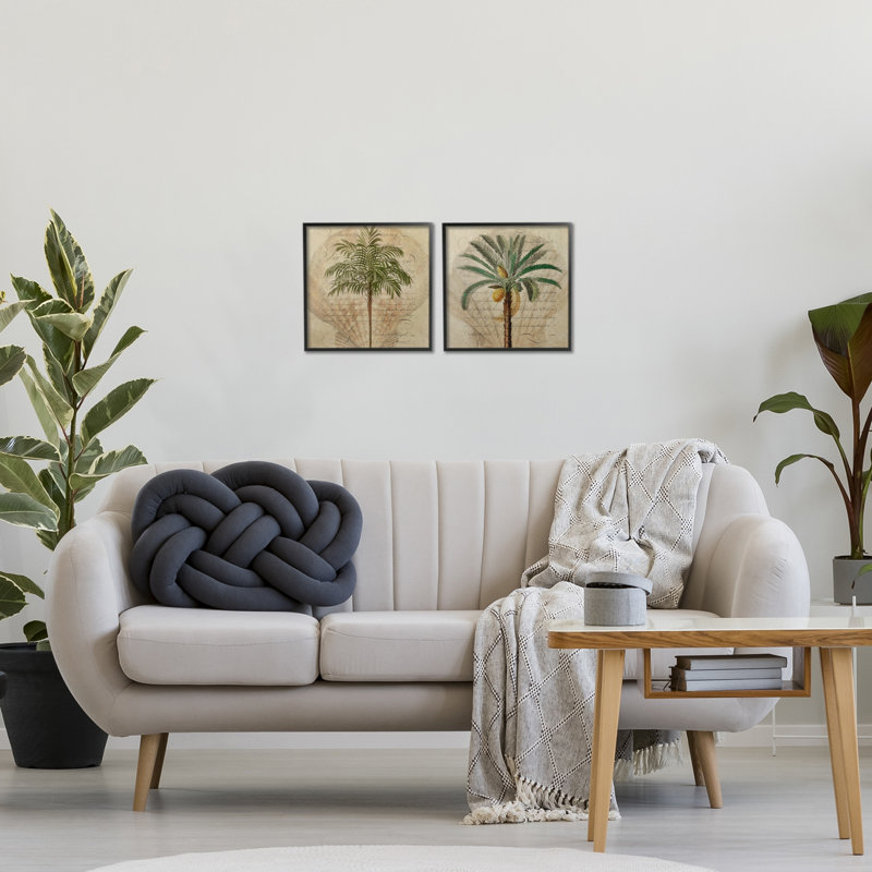 Ensemble de giclées encadrées 2 pièces Subdued Tropical Palms, design par Steve Hunziker, Giclée encadrée noir minuit