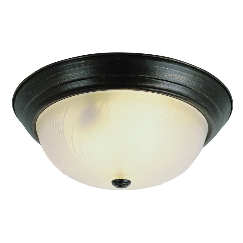 Rowan Glass Flush Mount, Rubbed Oil Bronze, 6" H x 15" W x 11" D