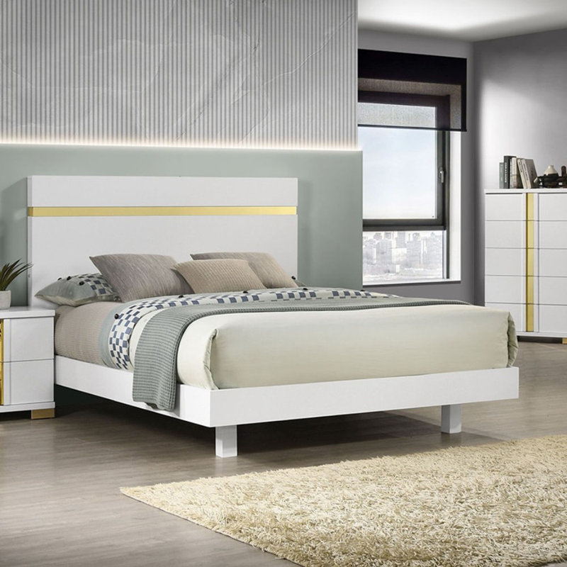1Pc Bed With Underbed Led, Queen, White