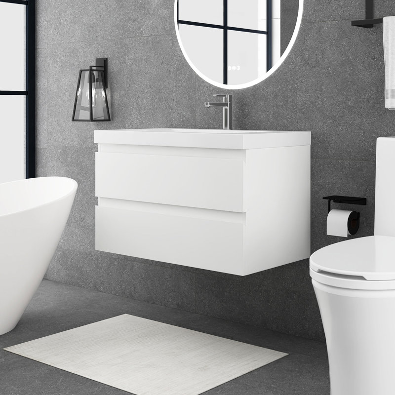 36'' Single Bathroom Vanity with Resin Top, White