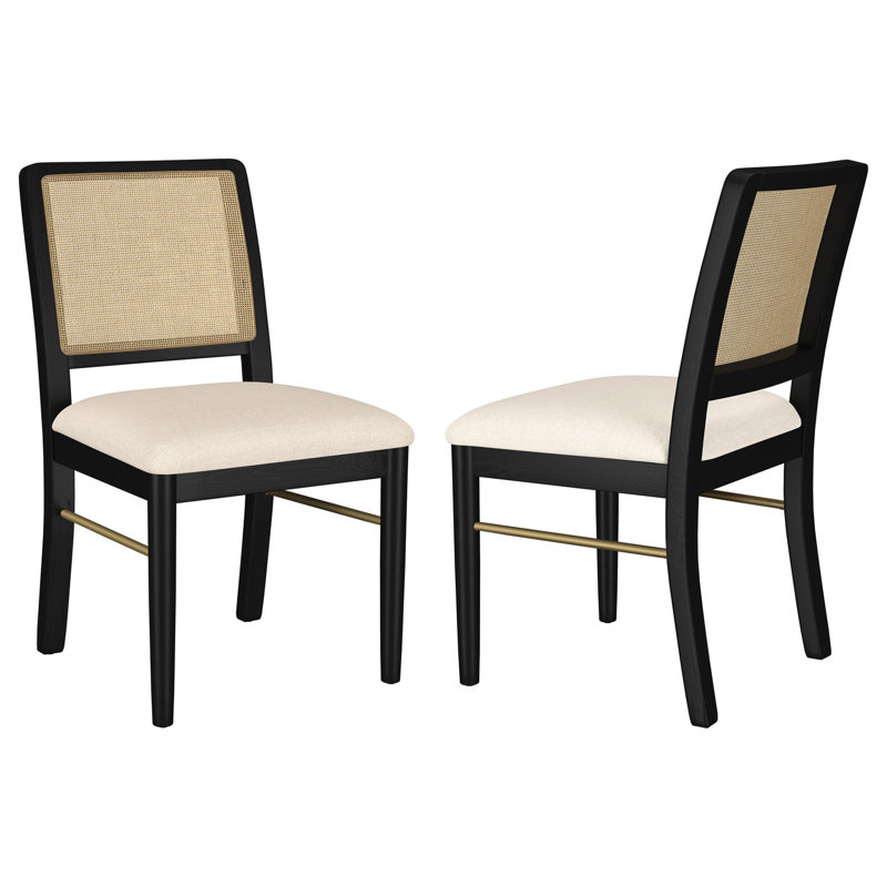 Chaise d'appoint de salle à manger en rotin noir Benson (ensemble de 2)