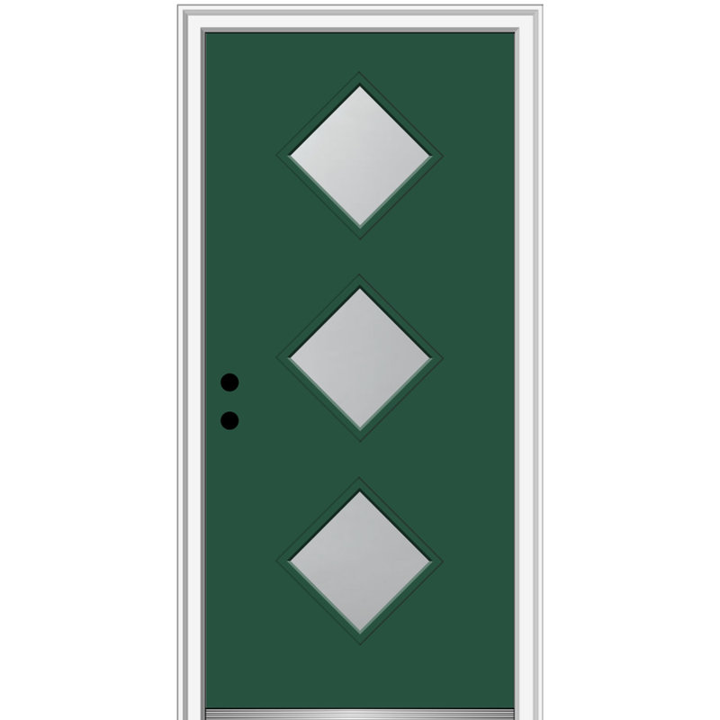Porte d’entrée pré-raccrochée en acier Spotlight, H 80 po x l 30 po x P 1,75 po, S'ouvre à gauche vers l'intérieur, Noir