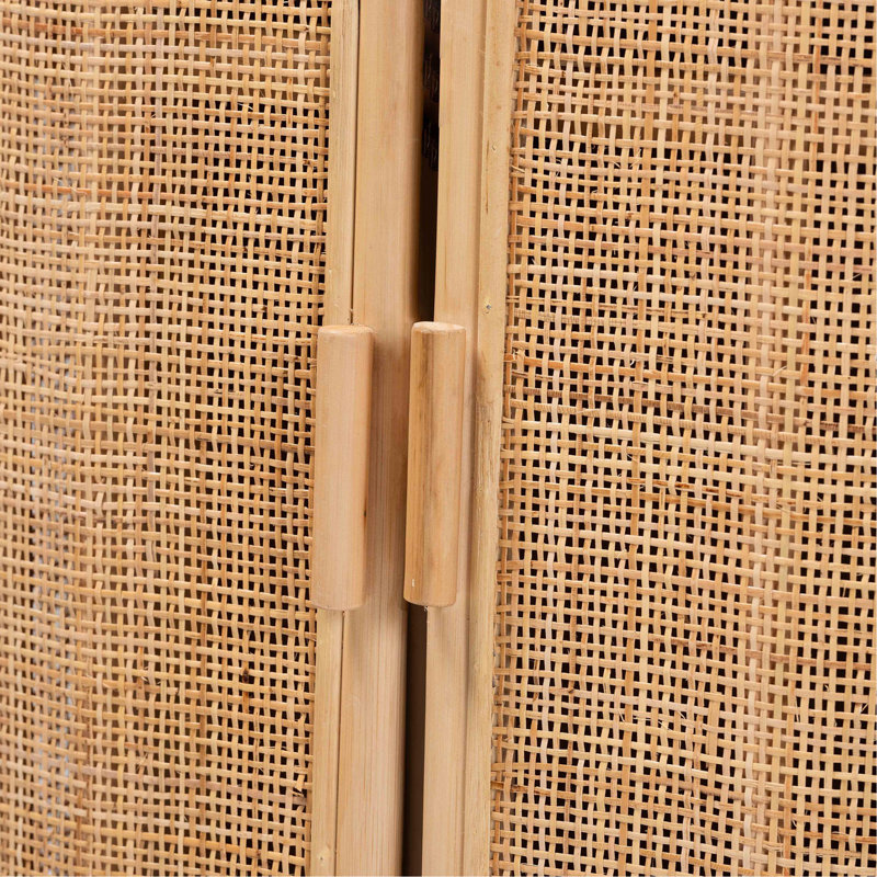 Armoire de rangement bohémienne en rotin naturel