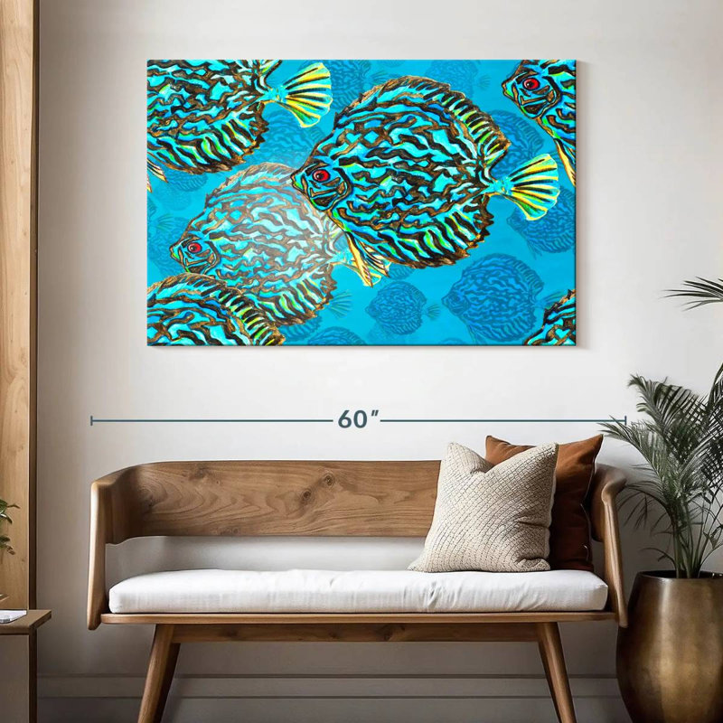 Poisson discus turquoise, H 32 po x l 48 po