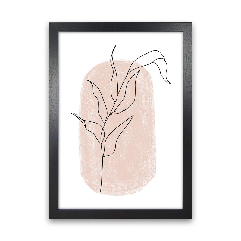 Dalia Chalk Pink Floral Leaf by Pixy Paper - Print, 84cm H x 59.4cm W x 3cm D, Black Framed