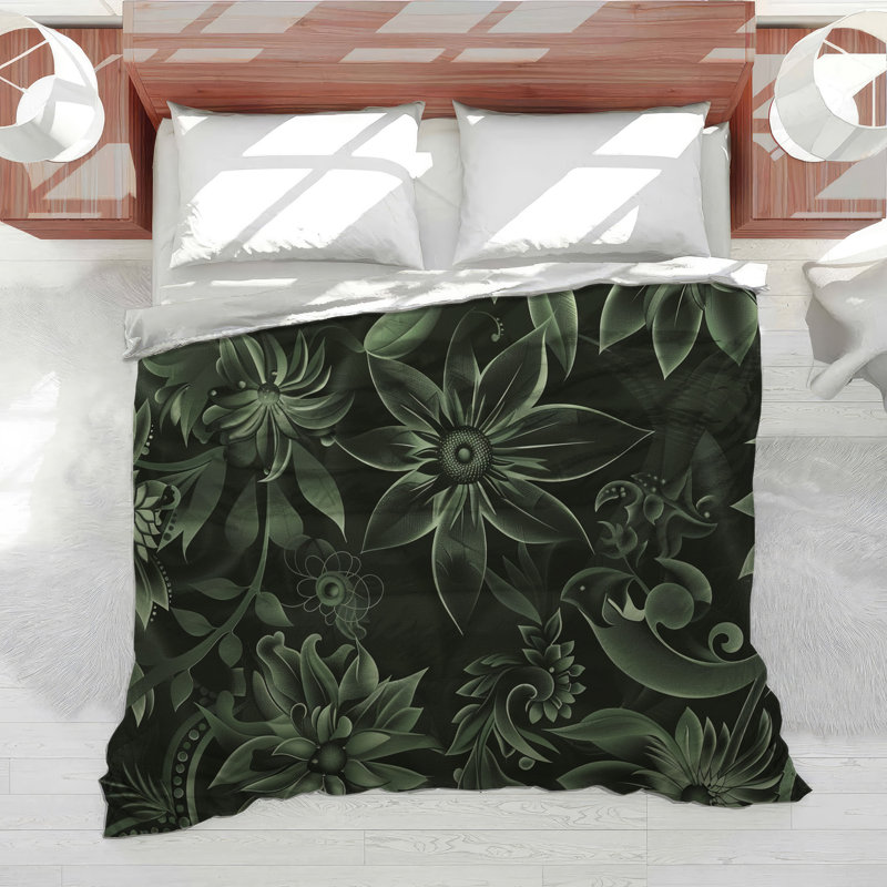 Floral Texture Botanical Cotton Blend Comforter, Twin Comforter