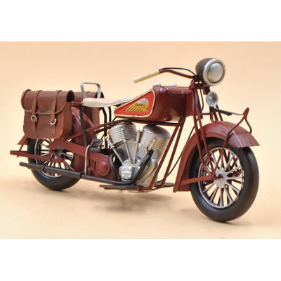 Kionte Handmade Indian Motorcycle 1:8 Tinplate Antique Style Metal Model Superb Artwork