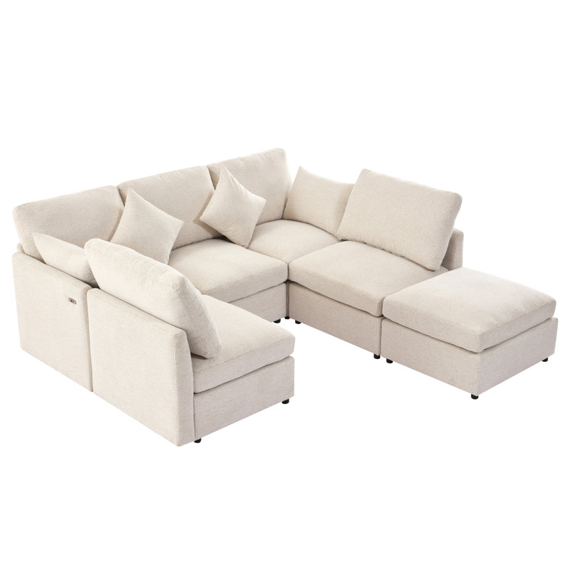 Canapé modulaire avec ports USB chenille polyvalente pour les salons
