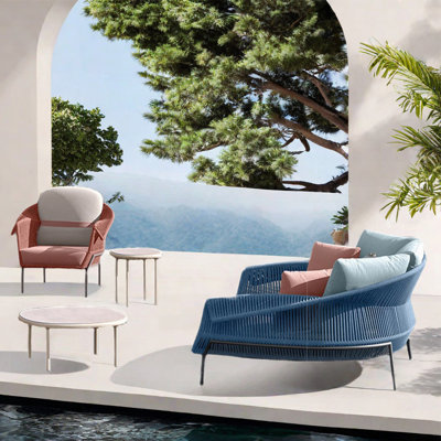 Waterproof Fabric Aluminum Patio Sofa Set 3 - Person Patio Conversation Set with Cushions