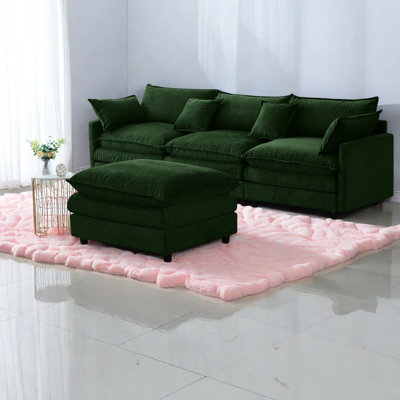 Canapés rembourrés confortables en chenille, forme de L modulaire avec repose-pieds pour les salons modernes