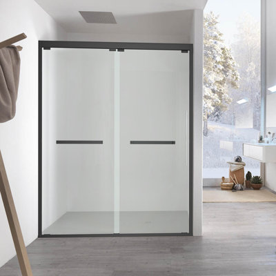 60'' - W x 76'' H Bypass Door Semi-Frameless Shower Door with