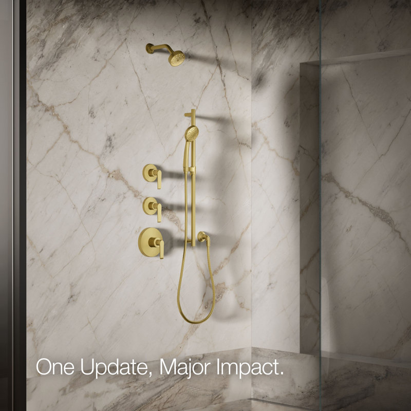 Awaken G90 Single-Function Full/Standard Fixed Shower Head, Vibrant Brushed Moderne Brass,  1.75 GPM