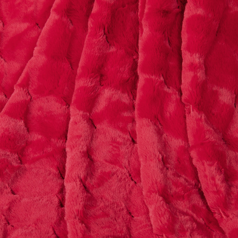 Jeté en fausse fourrure de lapin , Rouge haut